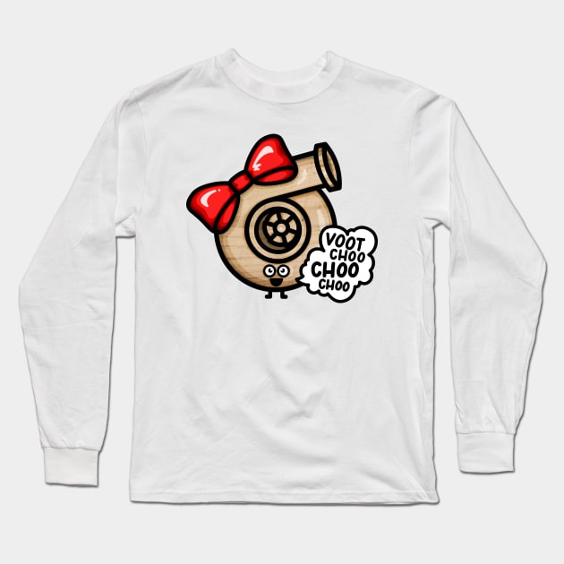 What Does The Cutest (Wooden) Turbo Say - Red Bow Long Sleeve T-Shirt by hoddynoddy